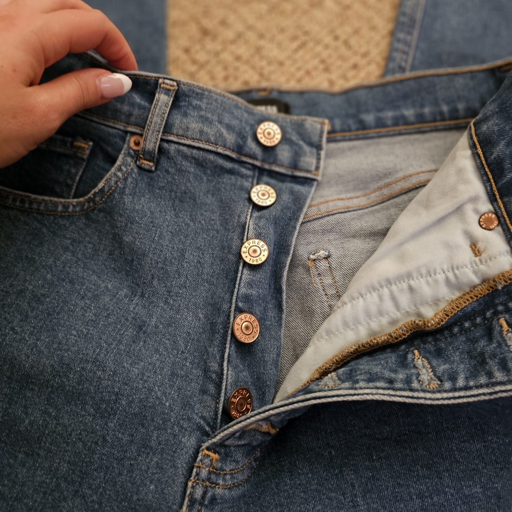 Express High Rise Blue Jeans - Picture 7 of 8